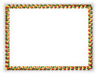 Frame and border of ribbon with the Benin flag. 3d illustration
