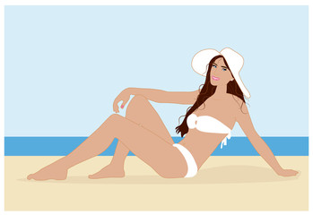 Girl with white bikini