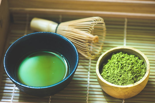 Green Matcha Tea in a Bowl