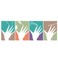 Vector illustration consisting of four images in the form of icons or a logo