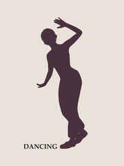 Abstract women in dancing pose. Vector Illustration