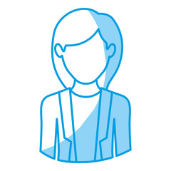 blue silhouette with half body of faceless woman with formal suit vector illustration