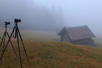 Naklejka premium Foggy photoworkshop in Bavaria