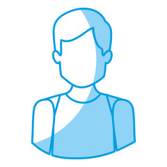 blue silhouette with half body of faceless male dancer vector illustration