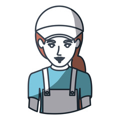 color silhouette and thick contour of half body of delivery woman vector illustration