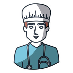 color silhouette and thick contour of half body of male nurse vector illustration