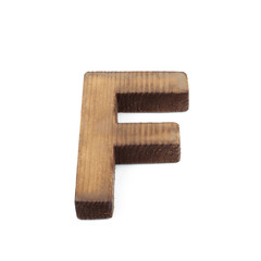 Single sawn wooden letter isolated