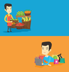 Two shopping banners with space for text.