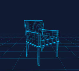 Chair Vector wireframe, perspective 3d technology vector illustration - 152693179