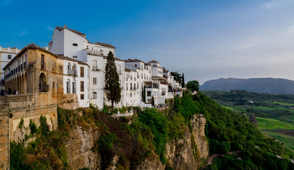 Fototapeta na wymiar Ronda Landscape in Spain. White village in Malaga, Andalusia. Sunshine tourism in summer.