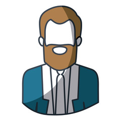 color silhouette and thick contour of half body of faceless bearded man with formal suit vector illustration