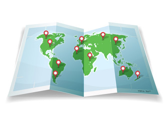Travel World Map With GPS Pins