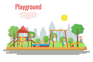 Children's playground vector illustration. activity, playing.