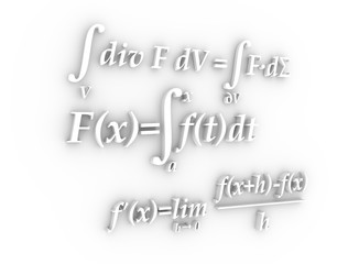 Math formulas. 3D rendering. Education and science relative background