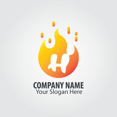 Initial Letter H Fire Design Logo