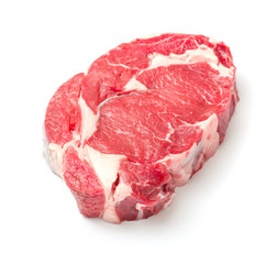Beef rib eye steak isolated on white