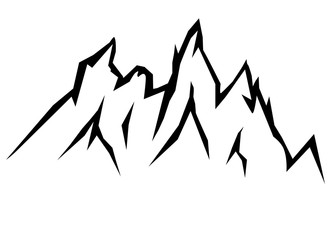 Rysunek góry. Zarys górskich szczytów.