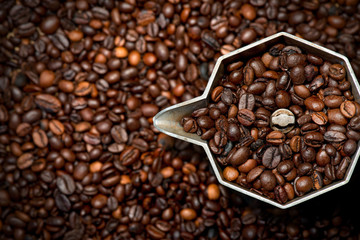 Italian Coffee Maker with Coffee Beans