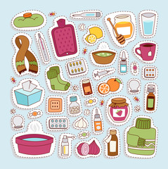 Flu influenza icons vector.