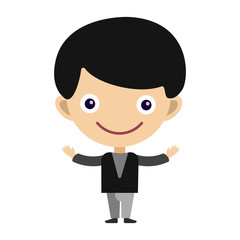 Boy portrait fun happy young expression cute teenager cartoon character little kid flat vector illustration.