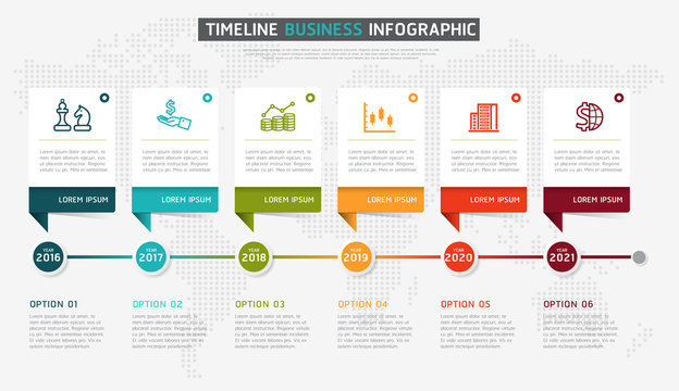 Vector infographics timeline design template with 3D paper label, integrated circles background. Timeline infographic design vector and marketing icons.