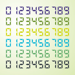Electronic font, numbers on white background, isolated object