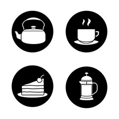 Tea and coffee icons set