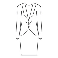 monochrome silhouette of female formal suit clothes vector illustration