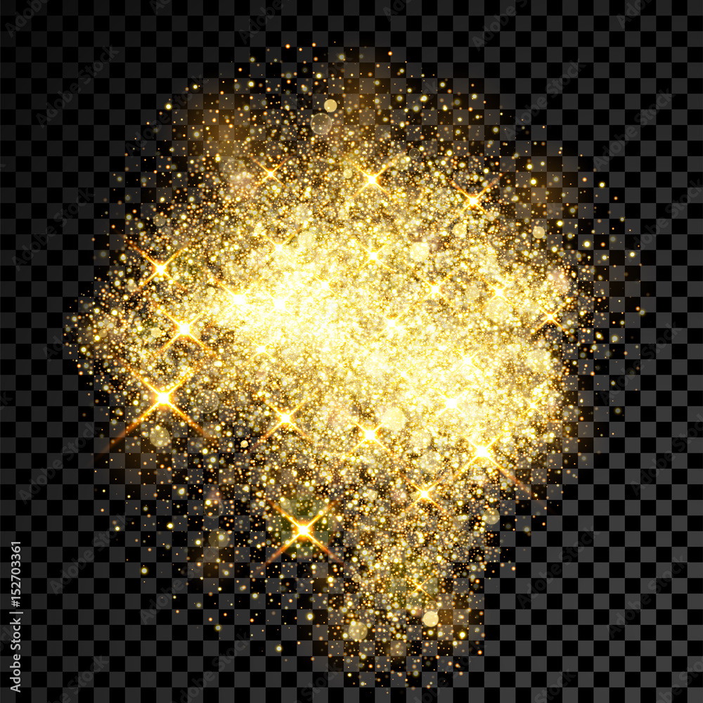 Aufkleber gold glitter spray effect of sparkling particles on vector transparent background