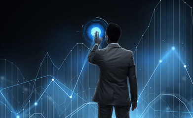 businessman working with virtual chart projection