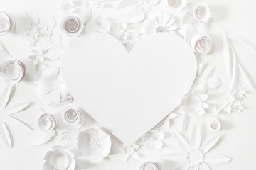 heart frame with white paper flower