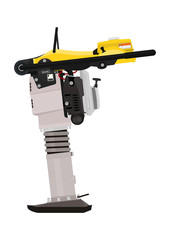 Jumping jack compactor. Side view. Flat vector.