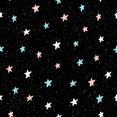 Doodle star seamless pattern background.