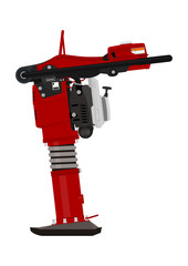 Jumping jack compactor. Side view. Flat vector.