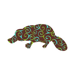Platypus mammal color silhouette animal
