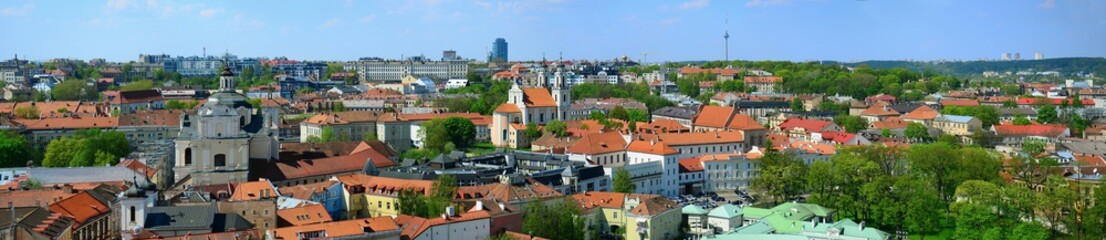 Fototapeta na wymiar Aerial view to the Vilnius town