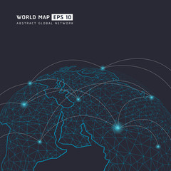 World map point, line, representing the global, Global network connection,international meaning.abstract vector planet,meaning globalization.
