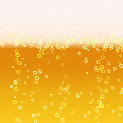 Beer Foam Background. Realistic Beer Texture. Light Bright, Bubble And Liquid. Vector Illustration