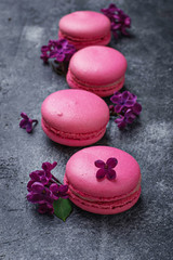 Pink macaroons and lilac.