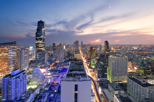 Bangkok city at twilight.
