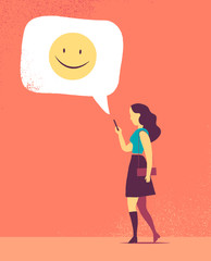 Ragazza invia emoticons