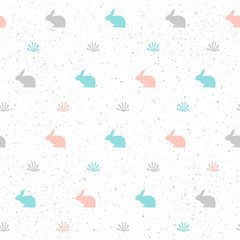 Rabbit background. Grey, blue and pink abstract rabbit