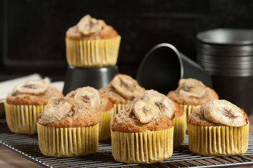 Home Baked Whole Wheat Banana And Oats Muffins.