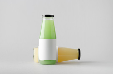 Juice Bottle Mock-Up - Two Bottles. Blank Label