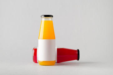 Juice Bottle Mock-Up - Two Bottles. Blank Label