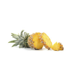Pineapple with slices isolate on white background, Tropical Fruit.