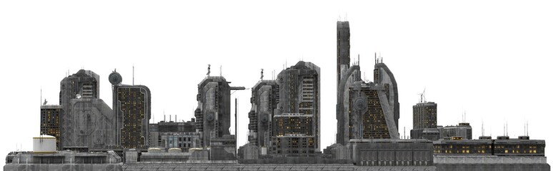 Future Cityscape Isolated On White 3D Illustration