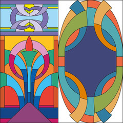 Art deco vector colored geometric pattern. Art deco stained glass pattern. Abstract pattern