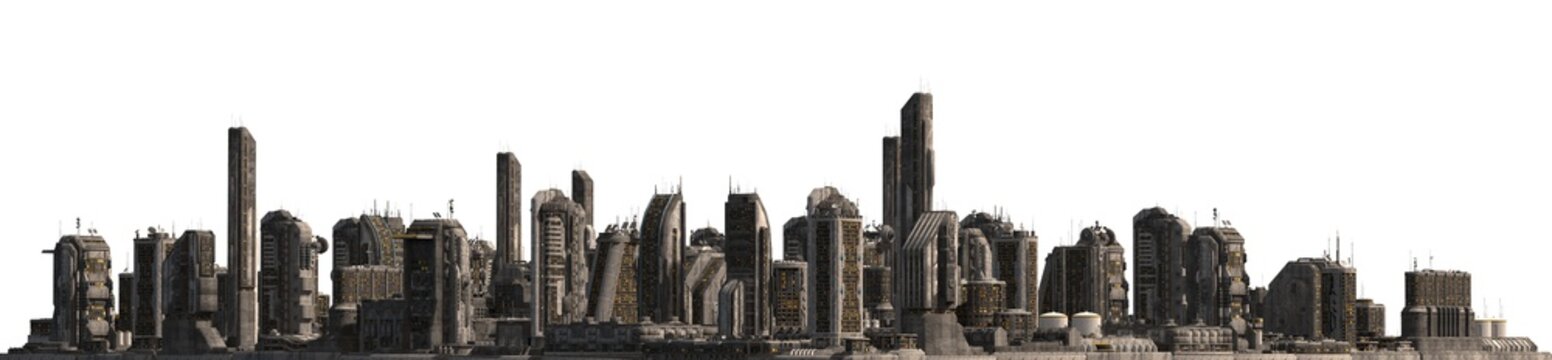 Future Cityscape Isolated On White 3D Illustration
