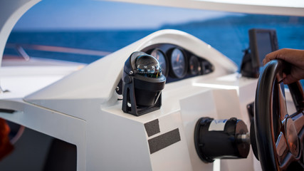 Fototapeta na wymiar Steering Wheel Yacht